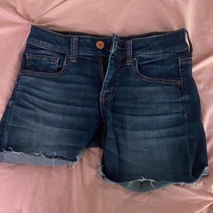 American eagle dark jean shorts size two